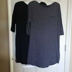 One black and white and one black shirt dress